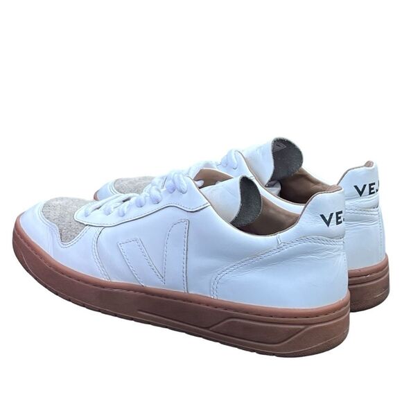 Veja V-10 Chromefree White Leather Natural Sahara Men’s Sneakers Runners Size 9 - Picture 5 of 11